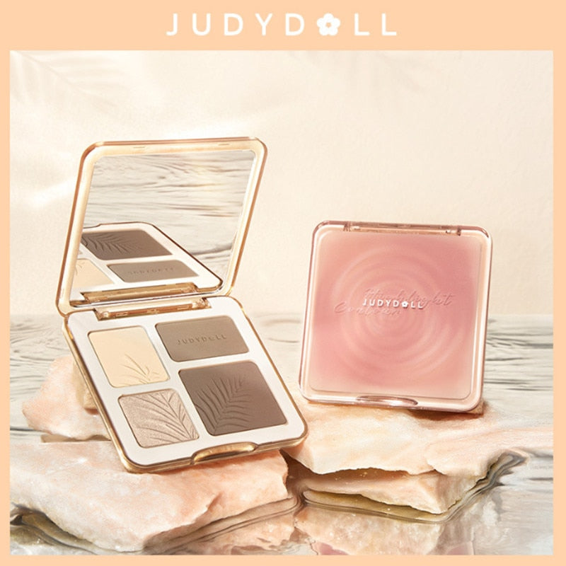 Judydoll Facial Highlighter Makeup Palette Face Lasting Glow Brighten Contour Shimmer Matte Powder 3D Nose Shadow Cosmetics